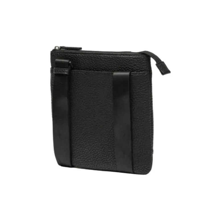 ARMANI EXCHANGEAE Eco Friendly Leather Crossbody Bag, Shoulder Bag Men's Black-1