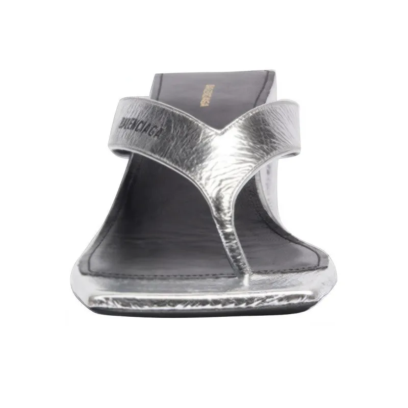 Balenciaga Double Square Sandals Silver Women's-3