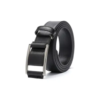 PISHUSHU No Hole PU Leather Belt Men's Black Width 3.4cm