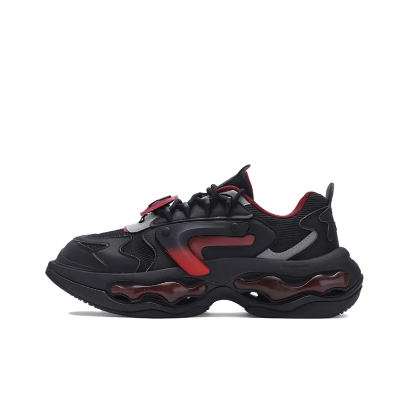 FILA FUSION NEBULA VDAY Cushioning Wear Resistant Low Top Casual Shoes Men's Black Red-0