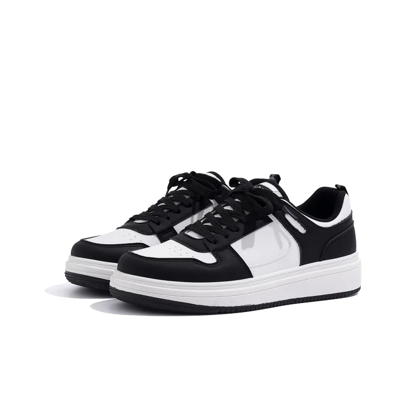 HUANQIU Height Increasing Low Top Skateboard Shoes Men's White Black-2
