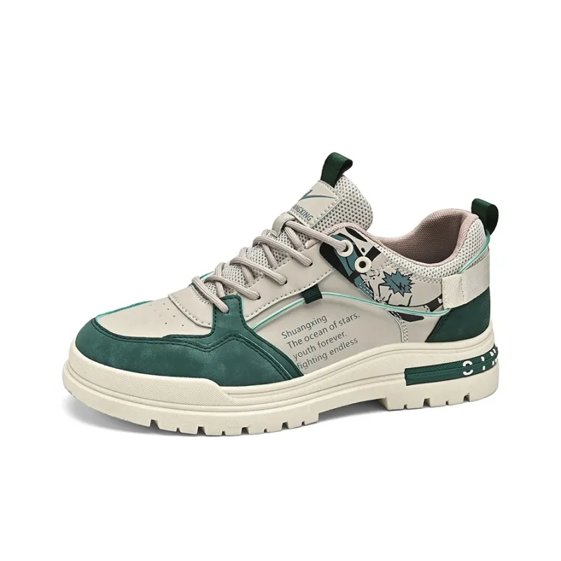Binary Low Top Skateboard Shoes Men's Beige Green-1
