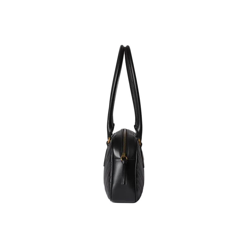 GUCCI GG Marmont Herringbone Leather One Shoulder Handbag Medium Size Women's Black-3