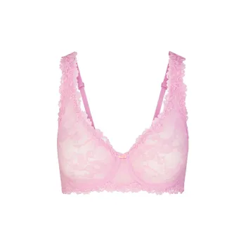 SKIMS STRETCH LACE UNLINED FULL COVERAGE BRA Bra Women's 1 Pack Cotton Candy/Cotton Sugar