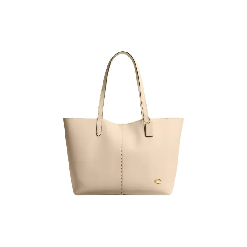 COACH Grained Leather Tote Bag Shopping Bag Shoulder Bag Handbag Large Size Women's Brass With Ivory Accents-0