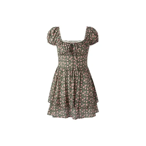 LEDIN Short-Sleeved Dresses Women's Green Print