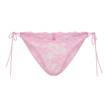 SKIMS STRETCH LACE TIE SIDE BIKINI Underpants Women's 1 Pack Cotton Candy/Cotton Sugar