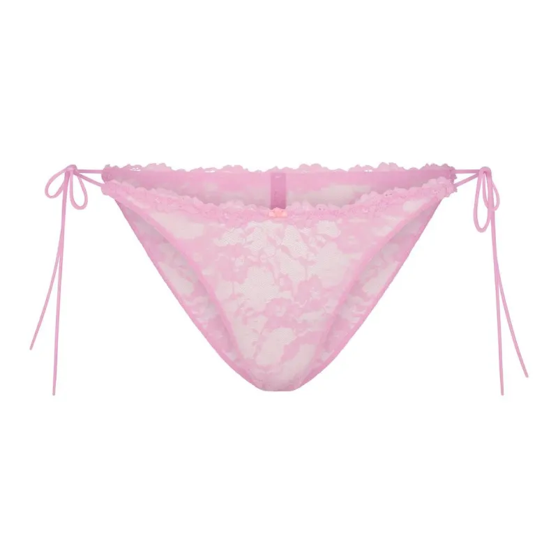 SKIMS STRETCH LACE TIE SIDE BIKINI Underpants Women's 1 Pack Cotton Candy/Cotton Sugar-0