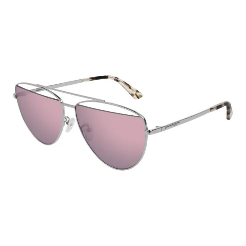 McQ Alexander McQueen Metal Aviator Sunglasses Unisex Silver-0