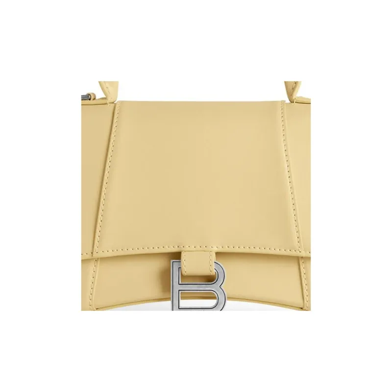 Balenciaga Hourglass Shiny Calfskin Shoulder Bag Crossbody Bag Handbag Small Size Women's Light Yellow-5