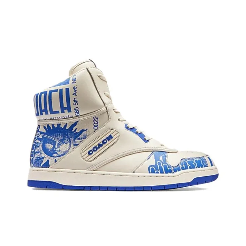LIL NAS x COACH C202 High Top Skateboard Shoes Men's Blue White-1
