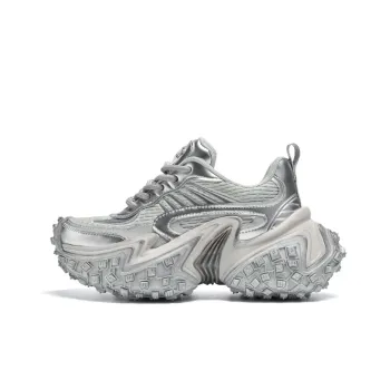 CHERYKALLY Chunky Sneakers Women's Low Top Silver/Gray