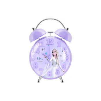Disney Frozen Series Classic Large Bell Scanning Quiet Mechanical Movement Students' Stylish Alarm Clock Kids' Purple