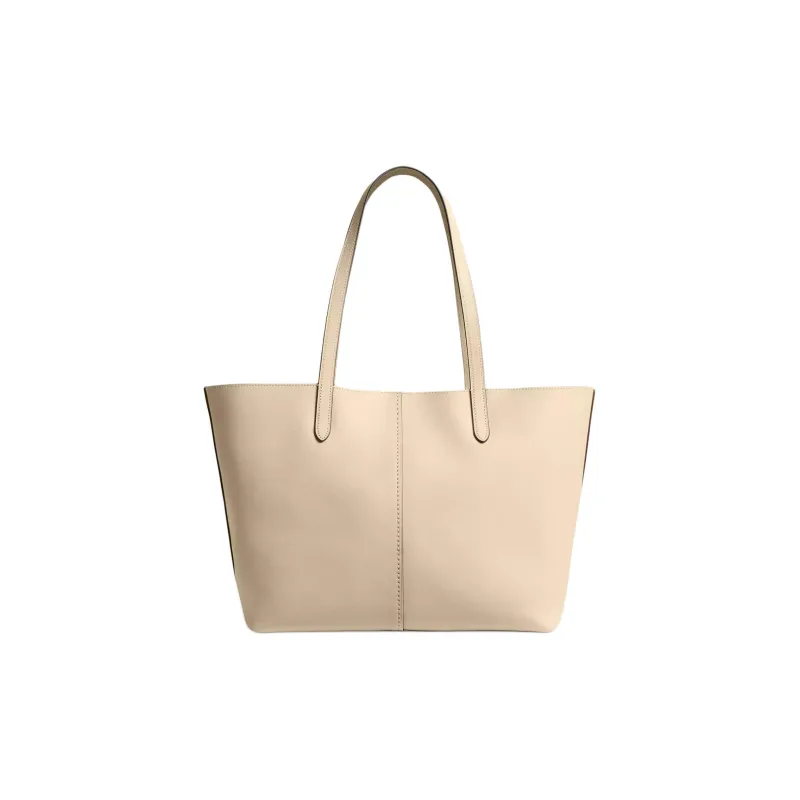COACH Grained Leather Tote Bag Shopping Bag Shoulder Bag Handbag Large Size Women's Brass With Ivory Accents-2