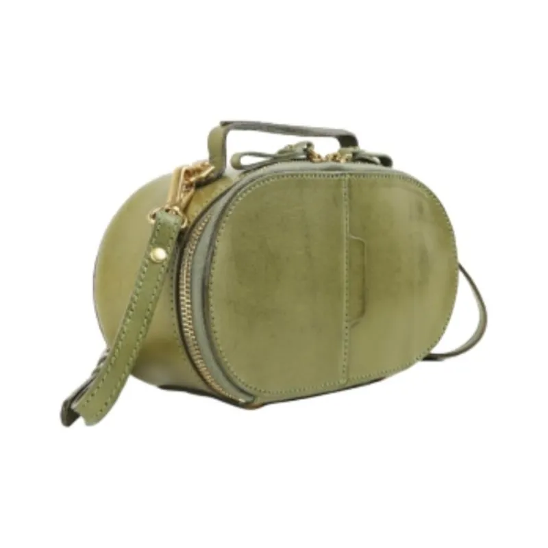 DEERE JACK Cow Leather X Crossbody Bag, Shoulder Bag Trumpets Women's Army Green-2