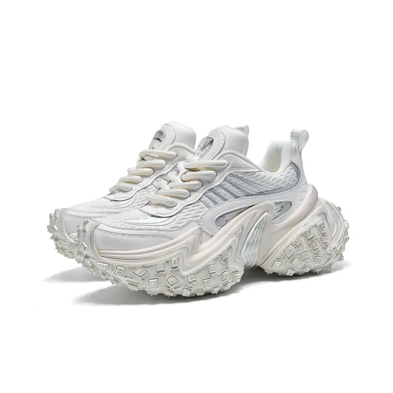 CHERYKALLY Chunky Sneakers Women's Low Top Silver/Gray-7