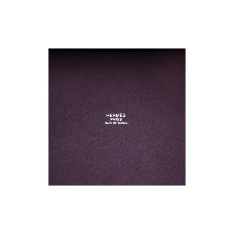 HERMES Picotin Goeland Canvas With Swift Calfskin Canvas Bag Bucket Bag Basket Bag Handbag Women's Black/Grape Purple-5