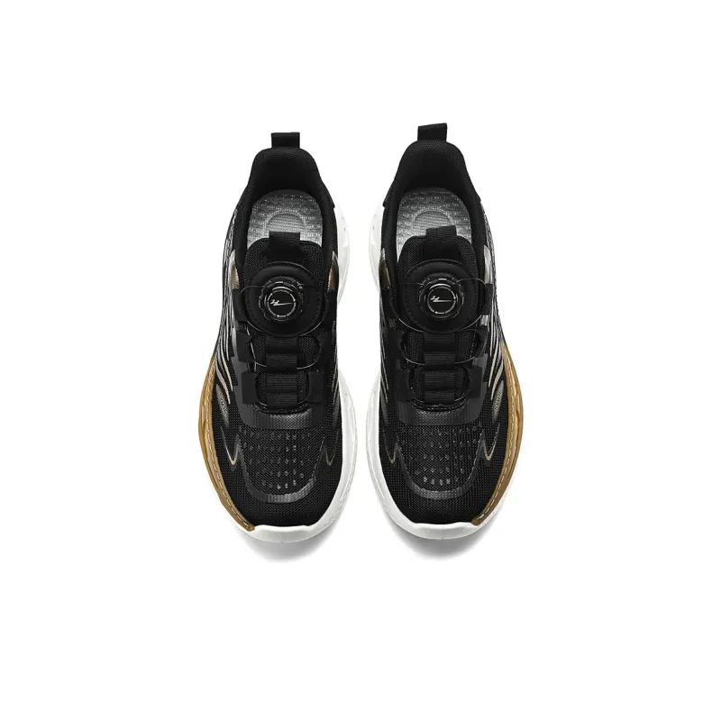 Binary Height Increasing Rebound Low Top Running Shoes Men's Black Gold-3