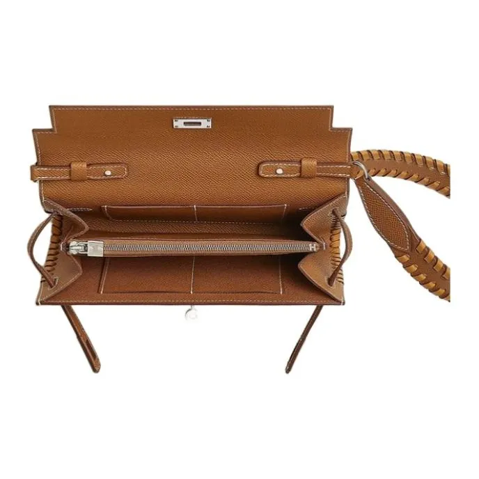 HERMES Kelly To Go Epsom With Swift Calfskin Shoulder Bag Crossbody Bag Wallet Women's Brown-2