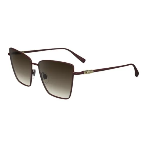 LONGCHAMP Metal Irregular Shape Sunglasses Women's Burgundy
