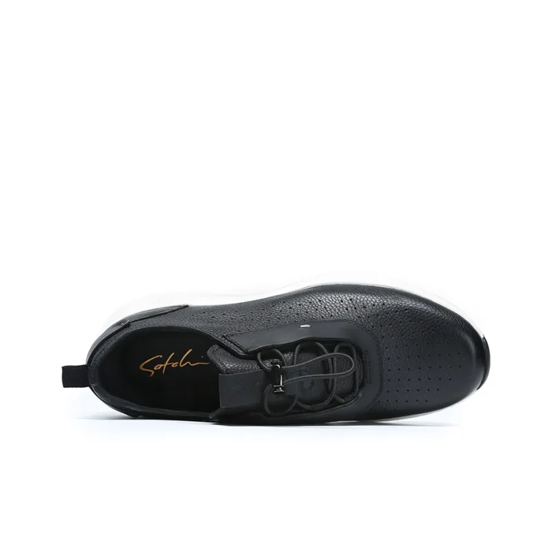 Satchi Cushioned Wear Resistant Lightweight Breathable Slip Resistant Low Top Casual Shoes Men's Black 4CM-3