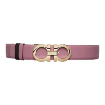 FERRAGAMO Logo Emblem Smooth Buckle Leather Belts Women's Pink