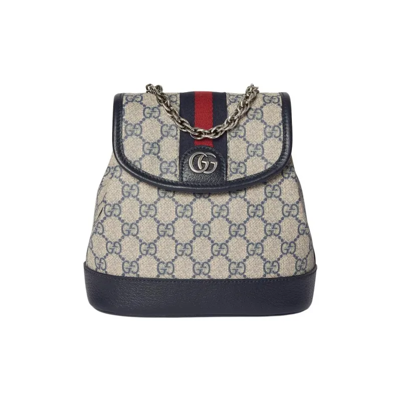 GUCCI Ophidia GG Supreme Canvas Backpack Mini Women's Beige & Blue-0