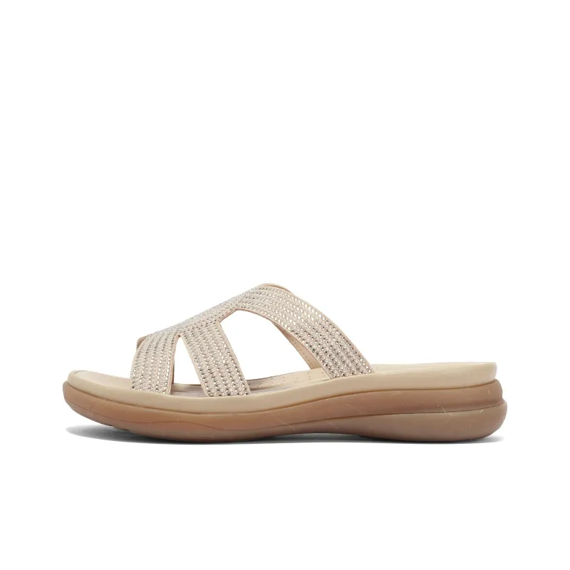 Senda Slide Slippers Women's Beige, Yellow-0