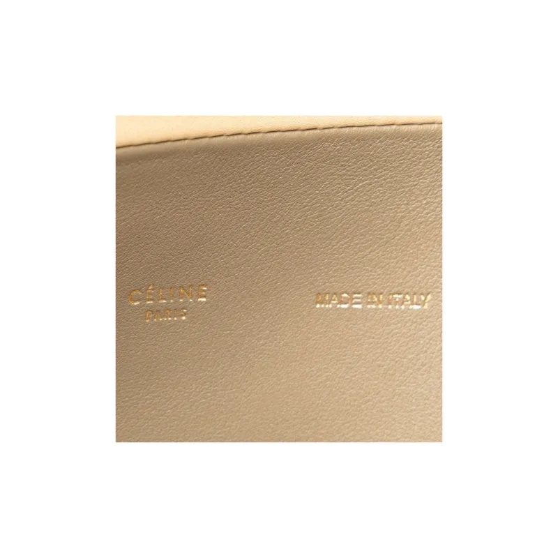 CELINE Cow Leather Shoulder Bag Unisex Orange Khaki-6