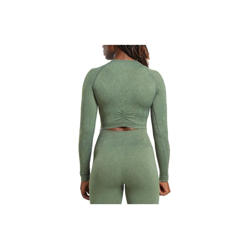 GYMSHARK ADAPT FLECK SEAMLESS LONG SLEEVE CROP TOP T-Shirt Women's Light Sage Green-1