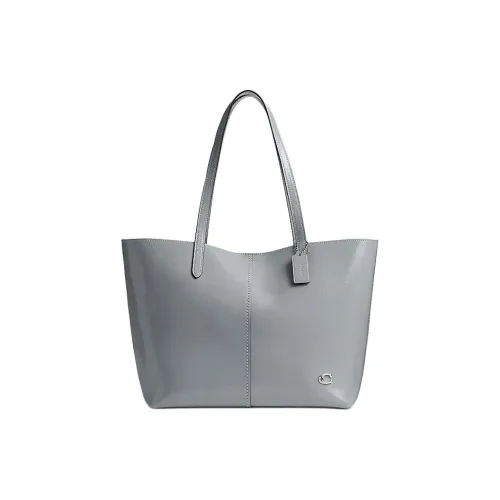 COACH Cow Leather One Shoulder Handbags Large Size Women's Gray Blue