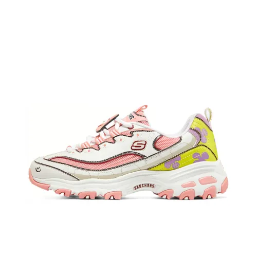 Skechers D'Lites 1.0 Chunky Sneakers Women's Low-Top Pink/White/Yellow/Purple