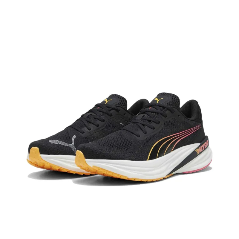 PUMA Magnify Nitro 2 Slip Resistant Low Top Running Shoes Men's Black Red-2