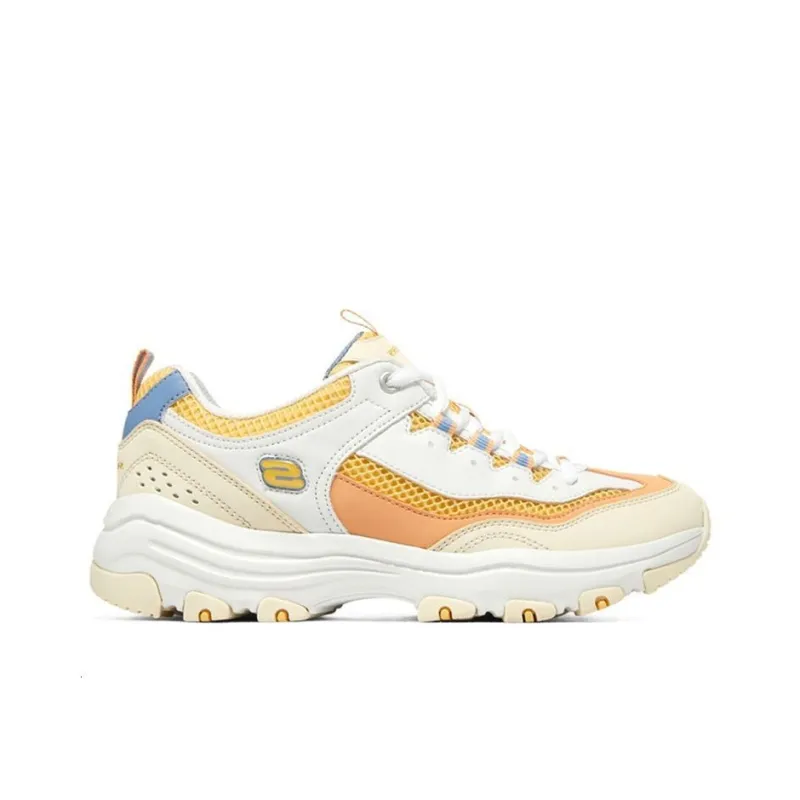 Skechers I Conik Cushioning Anti Slip And Wear Resistant Low Top Chunky Sneakers Women's White Yellow-1