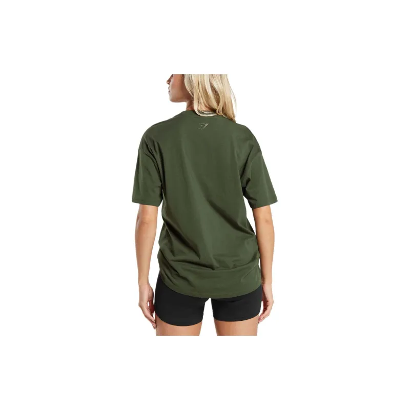 GYMSHARK BLOCK OVERSIZED T-SHIRT T-Shirt Women's Winter Olive-1