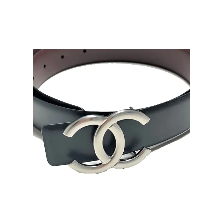 CHANEL Cow Leather Belts Women's Black Width  3CM-1