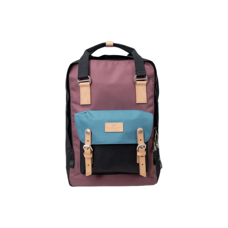 Doughnut Recycled Polyester Backpack Large Size Unisex Plum Plaid Denim Color-0