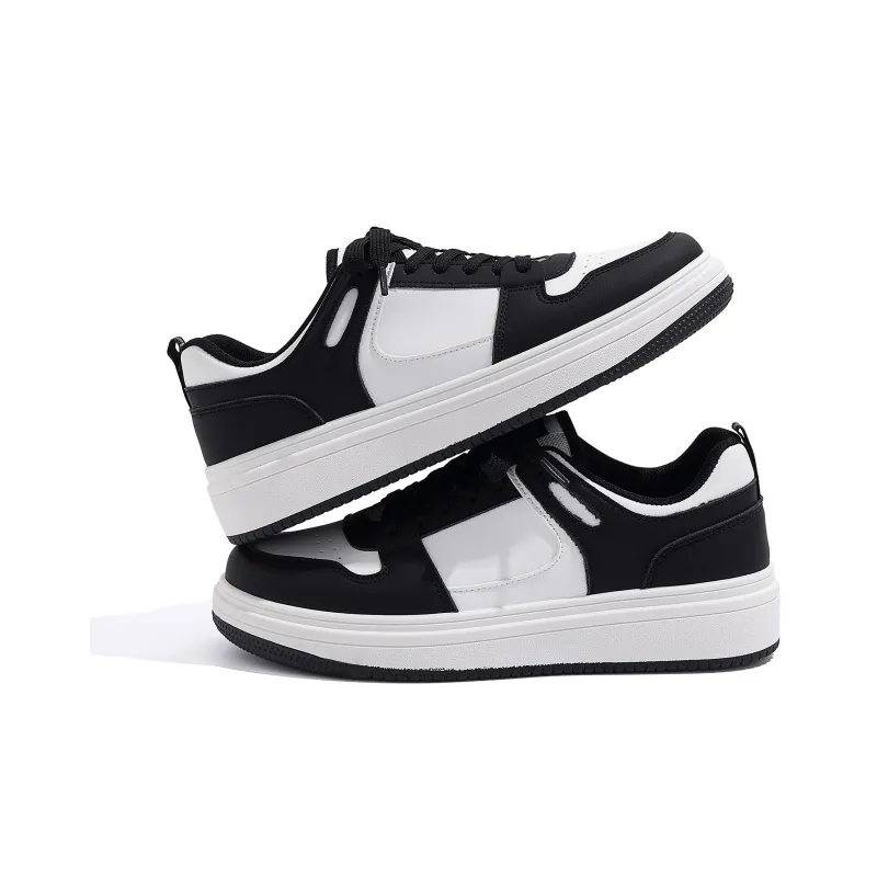 HUANQIU Height Increasing Low Top Skateboard Shoes Men's White Black-4