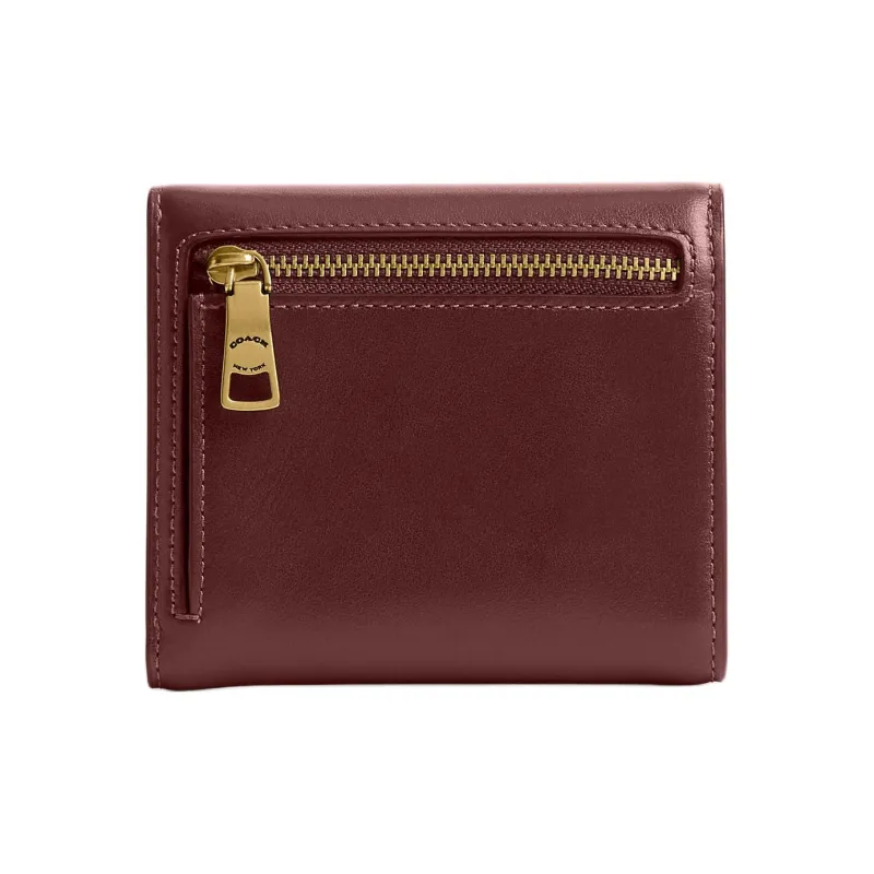 COACH Bandit Cow Leather Wallet Mini Women's Burgundy-1