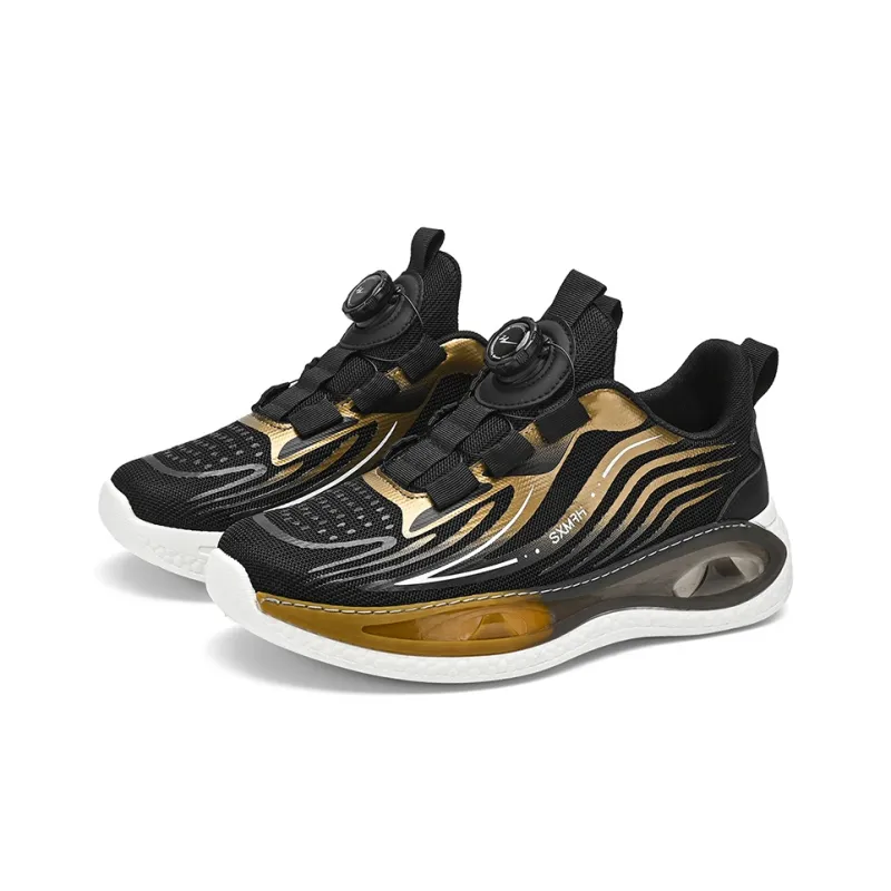 Binary Low Top Running Shoes Men's Black Gold-2
