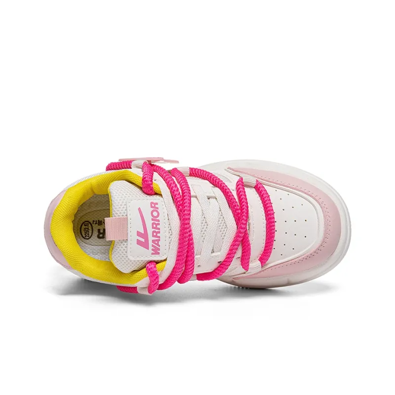 Warrior Height Enhancing Wear Resistant Lightweight Breathable Low Top Skateboard Shoes Women's Beige Pink-2