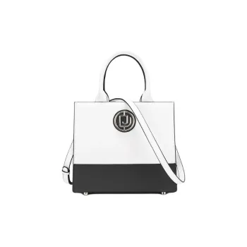 DEERE JACK Cow Leather Tote Bag, Shopping Bag, Shoulder Bag, Crossbody Bag, Handbag Medium Size Women's Black White
