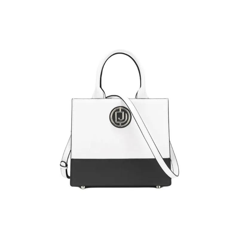 DEERE JACK Cow Leather Tote Bag, Shopping Bag, Shoulder Bag, Crossbody Bag, Handbag Medium Size Women's Black White-0