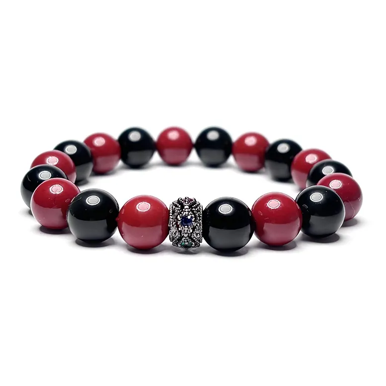 MOUNTAINS AND MANS Reconstructed Cinnabar Auspicious Beaded Bracelet Unisex-3
