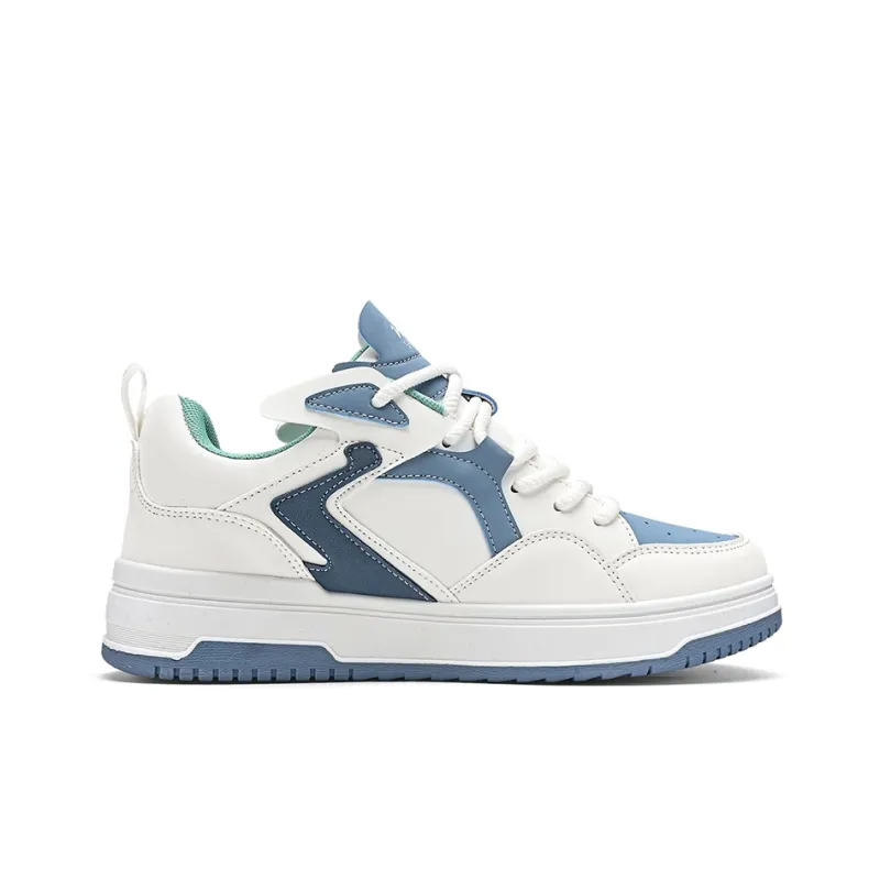 Binary Low Top Skateboard Shoes Men's White Blue-2