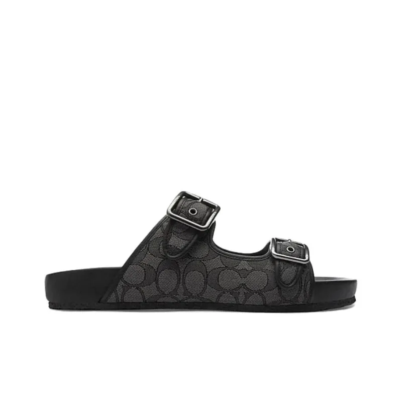 COACH Signature Rubber Sole Slide Slippers Men's Black-1