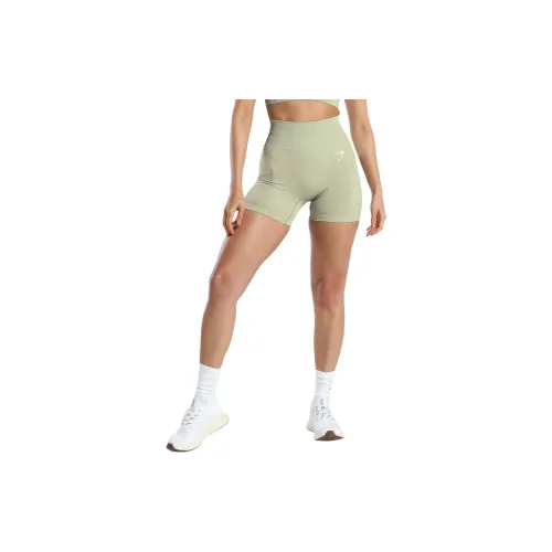 GYMSHARK Sports Shorts Women's Light Sage Green With Greyish Limestone