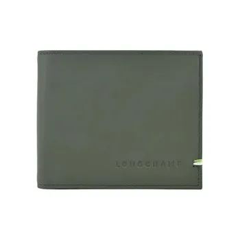 LONGCHAMP Cow Leather Wallet Men's Khaki Green