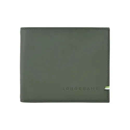 LONGCHAMP Cow Leather Wallet Men's Khaki Green