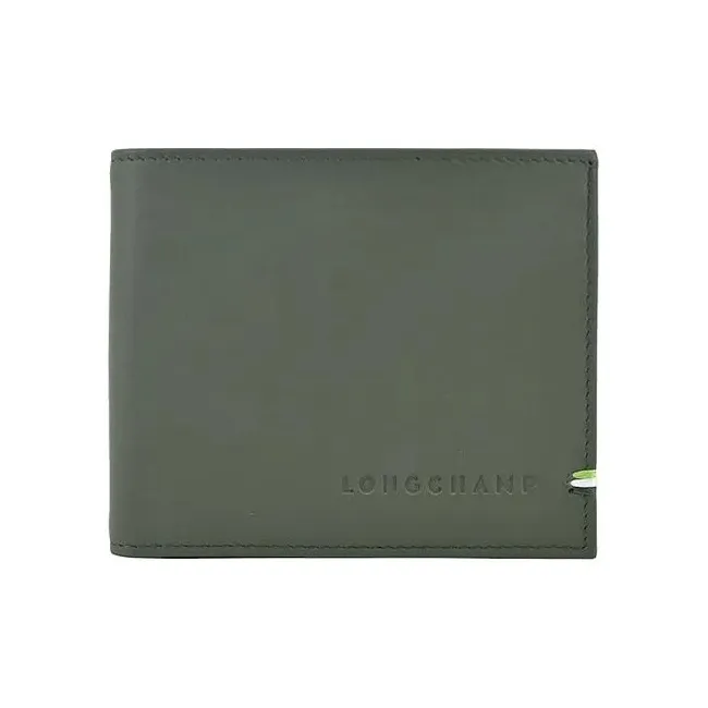 LONGCHAMP Cow Leather Wallet Men's Khaki Green-0